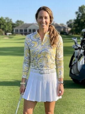 Ibkul Sz XL Yellow Printed Mesh Sleeves Golf Long Sleeves Shirt